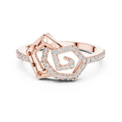 14K Rose Gold Round Lab-Grown Diamond Ring for Women | Office Wear | Pure Carat