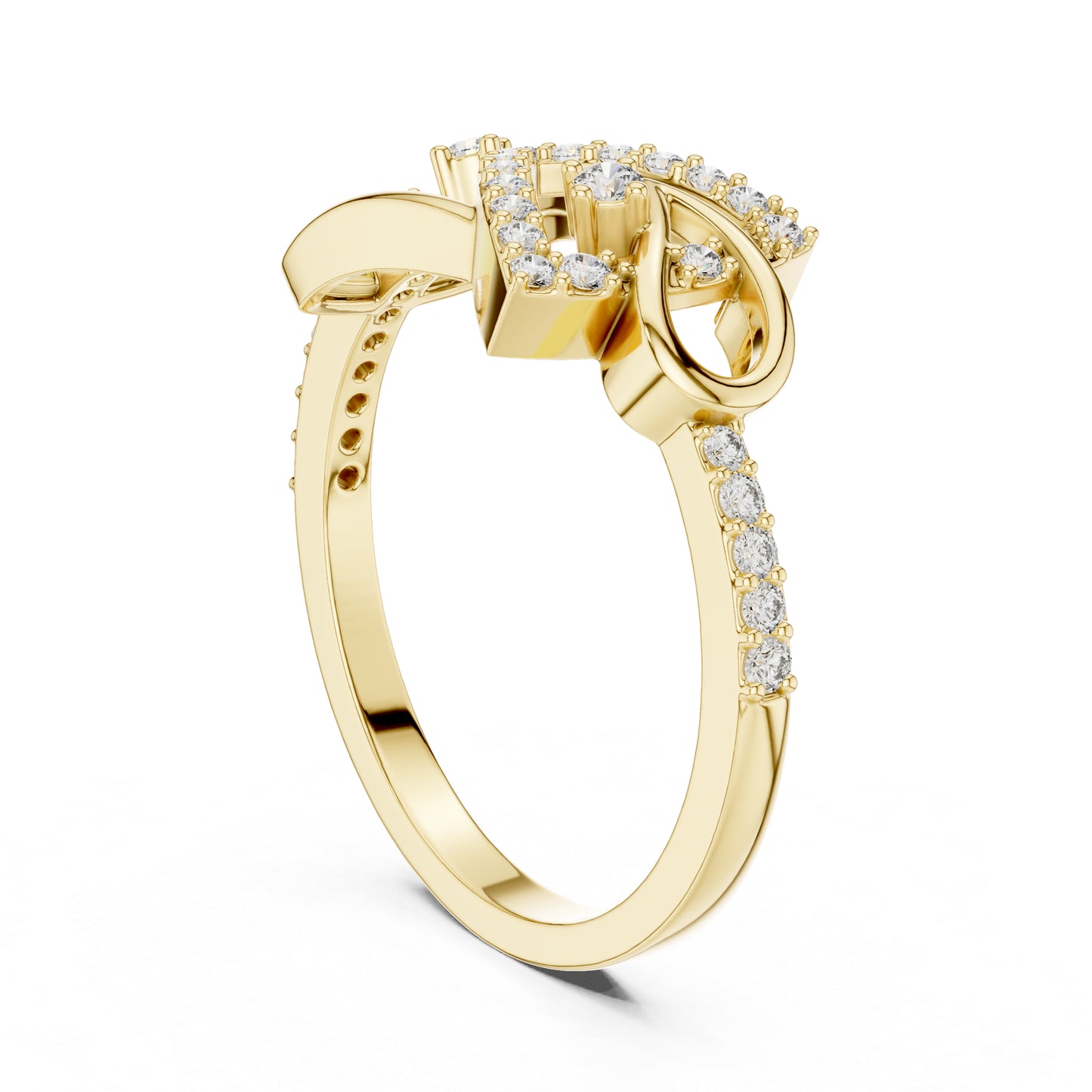 18K Yellow Gold Round Lab-Grown Diamond Bridal Ring for Women | Pure Carat