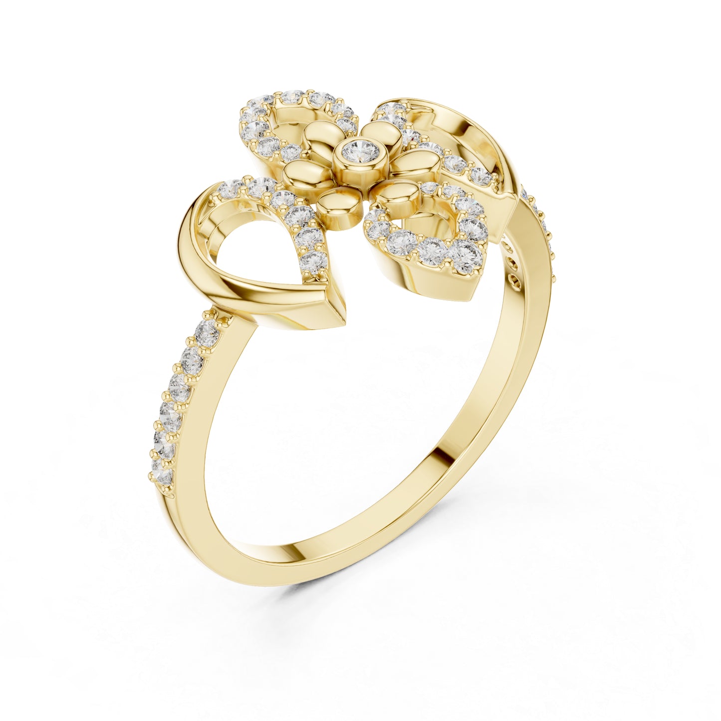 14K Yellow Gold Round Lab-Grown Diamond Drop Ring for Women | Everyday Wear | Pure Carat