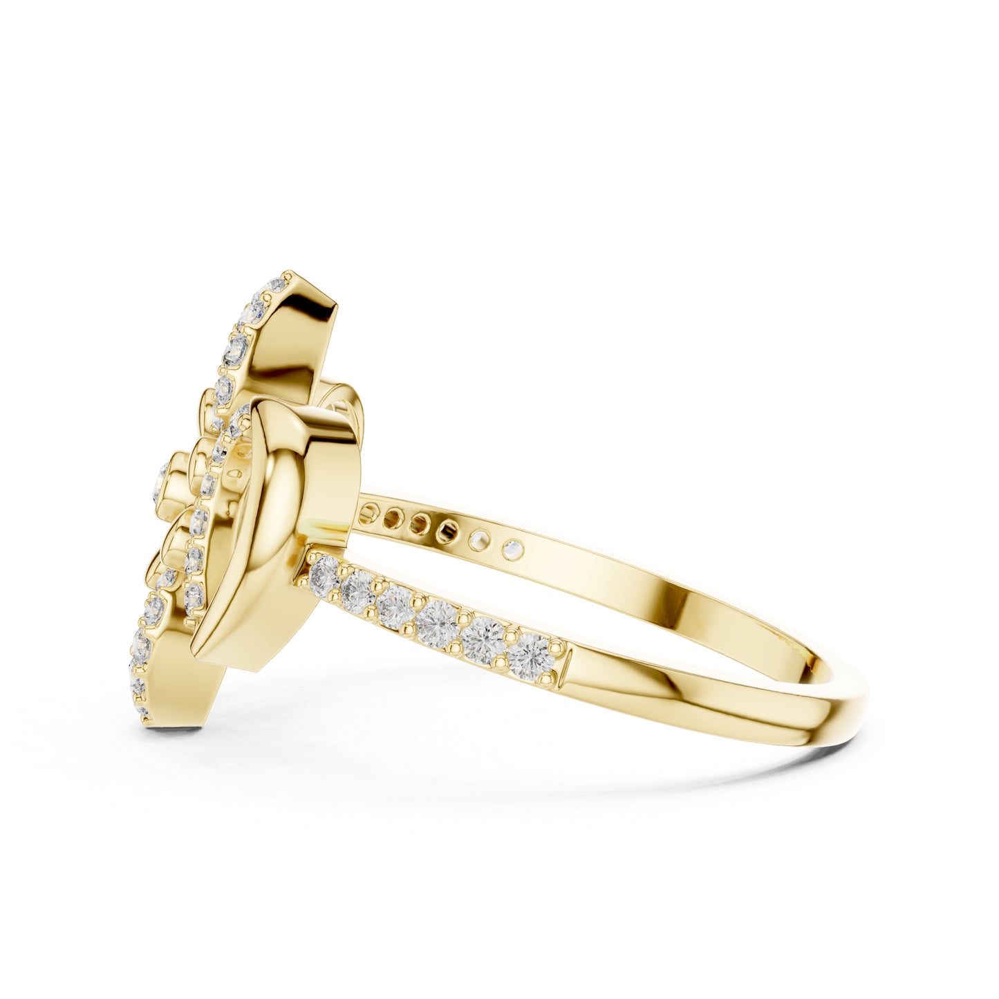 14K Yellow Gold Round Lab-Grown Diamond Drop Ring for Women | Everyday Wear | Pure Carat