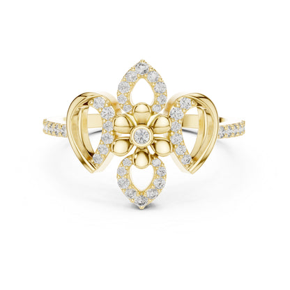 14K Yellow Gold Round Lab-Grown Diamond Drop Ring for Women | Everyday Wear | Pure Carat
