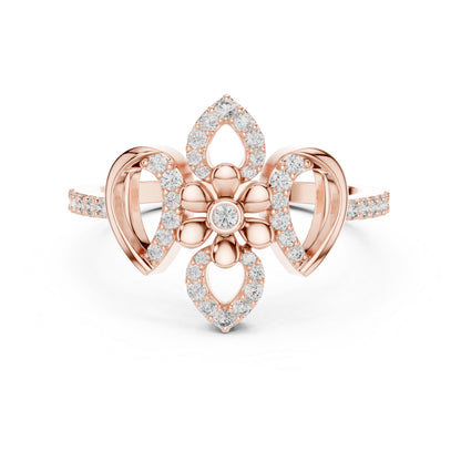 14K Yellow Gold Round Lab-Grown Diamond Drop Ring for Women | Everyday Wear | Pure Carat