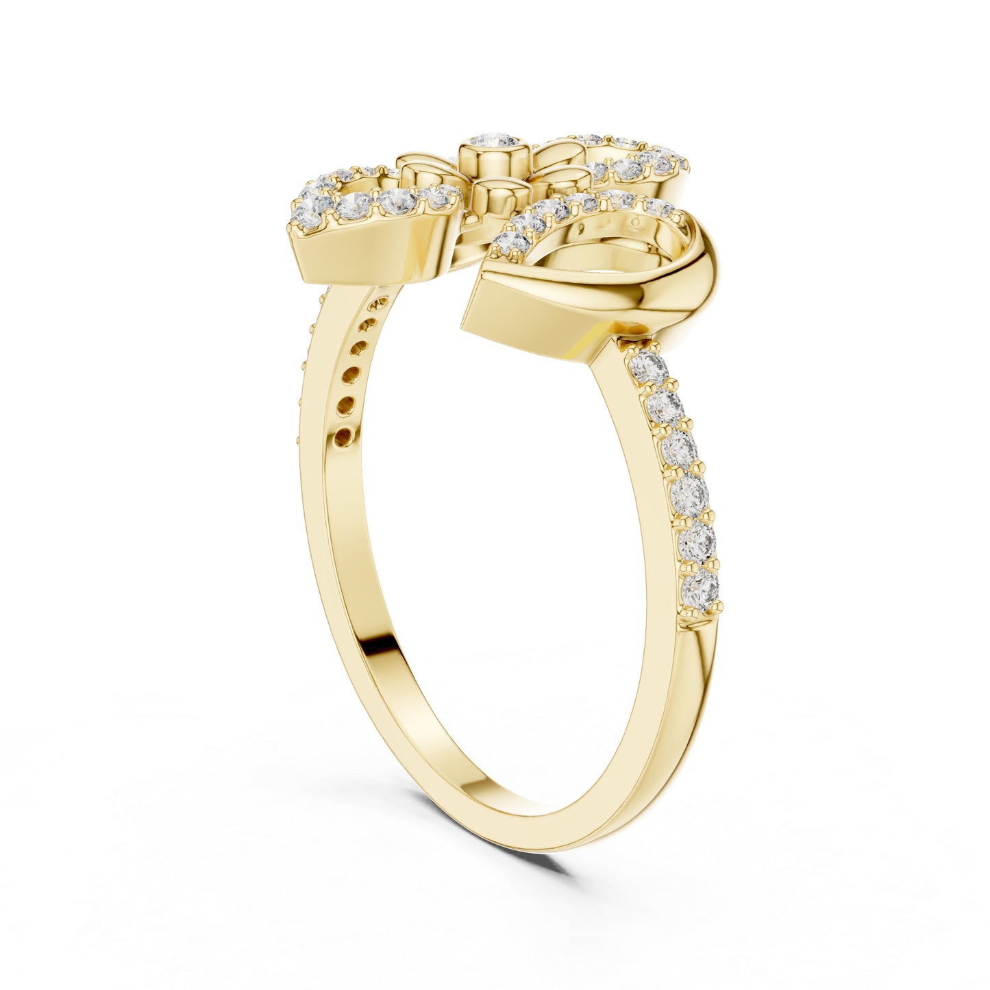 14K Yellow Gold Round Lab-Grown Diamond Drop Ring for Women | Everyday Wear | Pure Carat