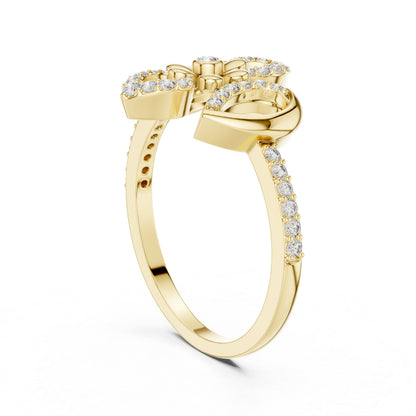 14K Yellow Gold Round Lab-Grown Diamond Drop Ring for Women | Everyday Wear | Pure Carat