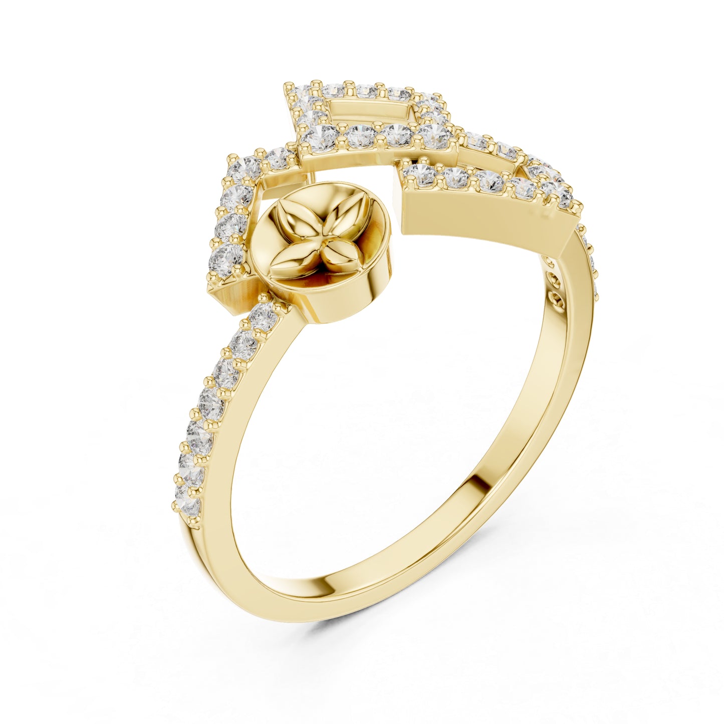 14K White Gold Round Lab-Grown Diamond Stud Ring for Women | Party Wear | Pure Carat