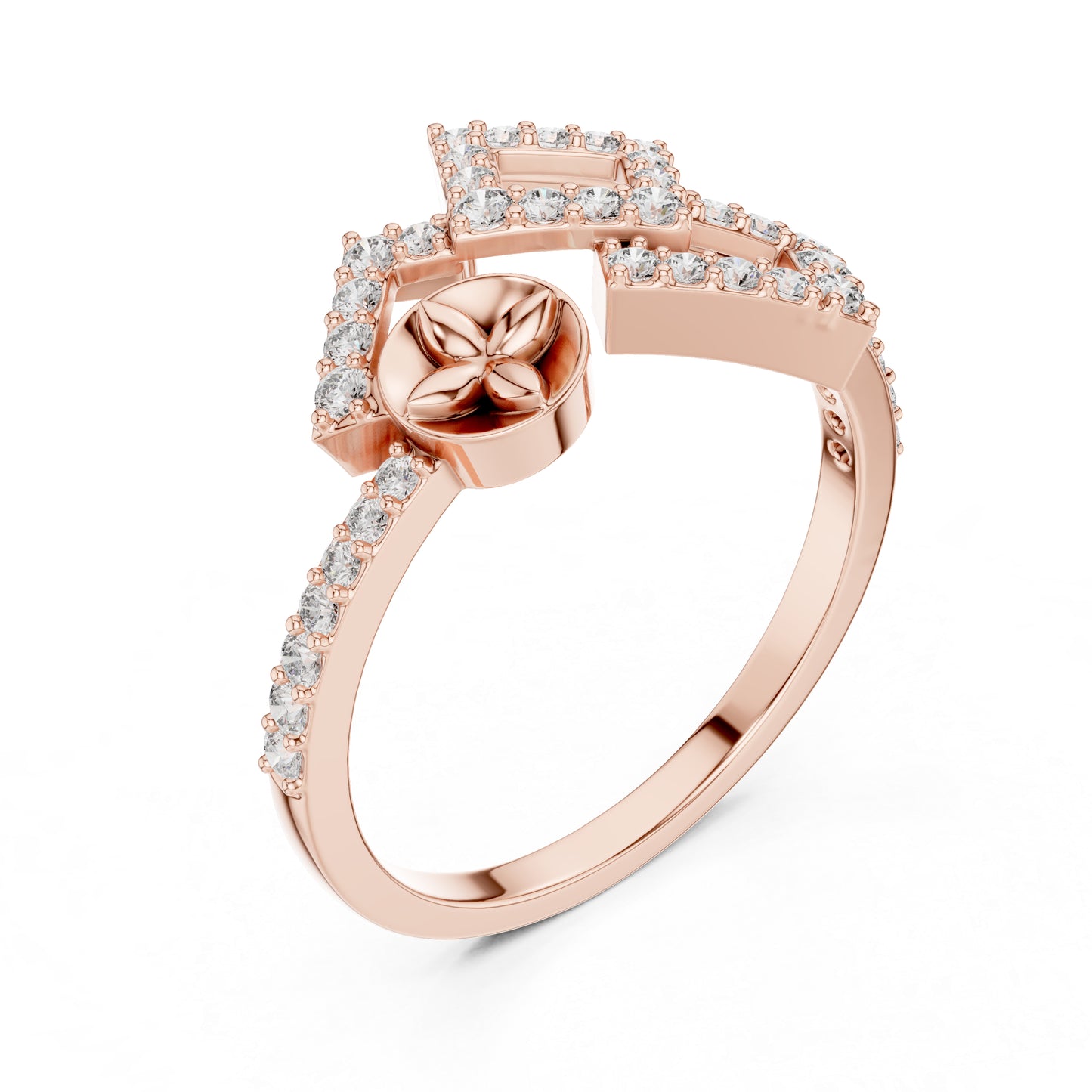 14K White Gold Round Lab-Grown Diamond Stud Ring for Women | Party Wear | Pure Carat