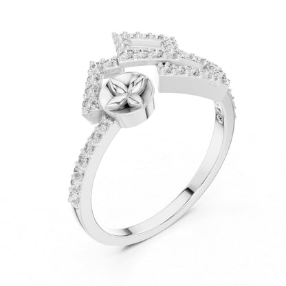 14K White Gold Round Lab-Grown Diamond Stud Ring for Women | Party Wear | Pure Carat