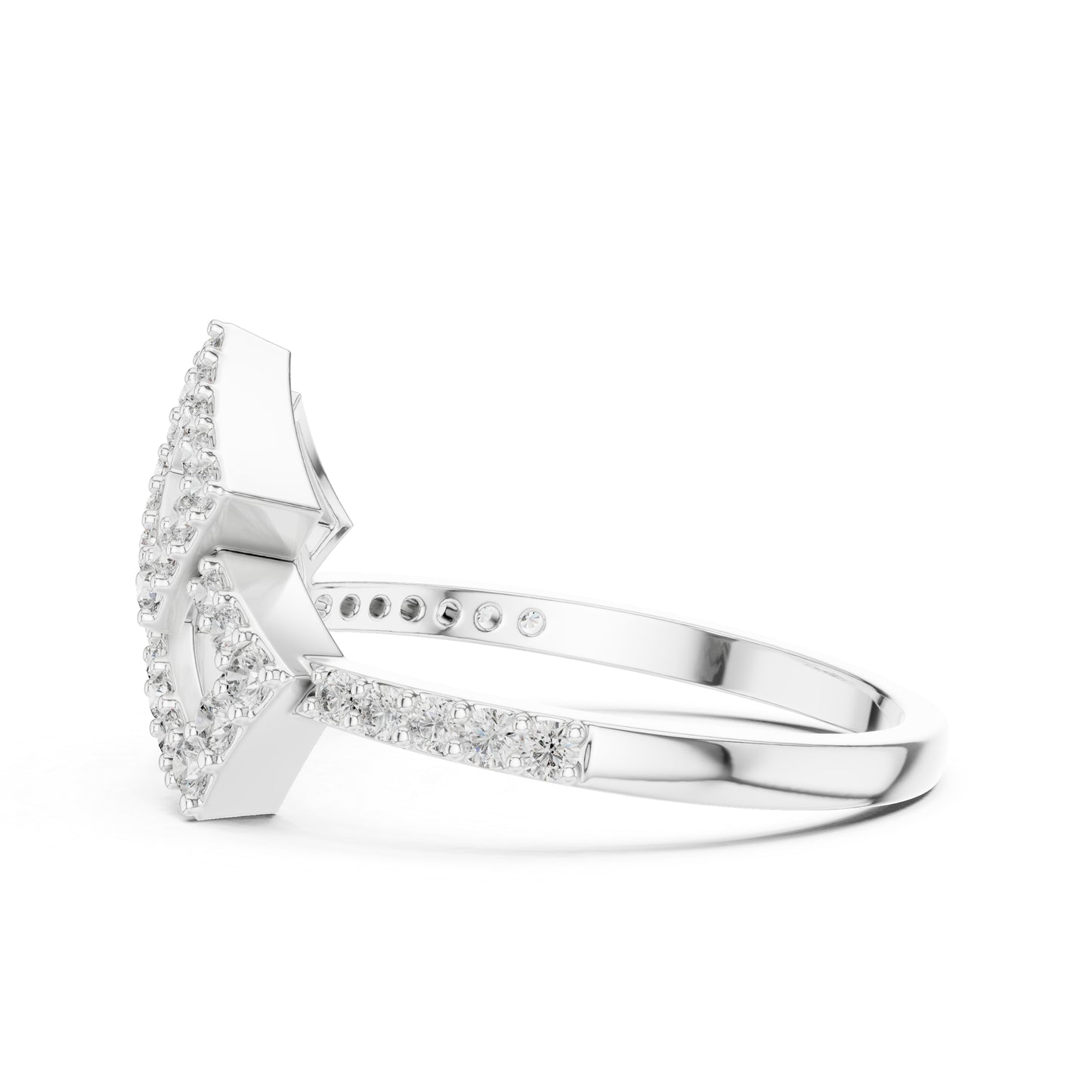14K White Gold Round Lab-Grown Diamond Stud Ring for Women | Party Wear | Pure Carat