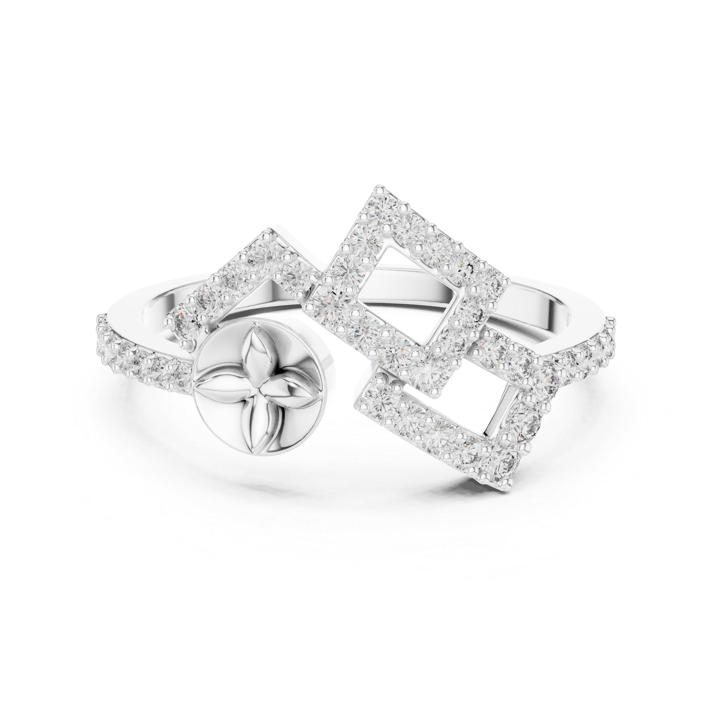 14K White Gold Round Lab-Grown Diamond Stud Ring for Women | Party Wear | Pure Carat