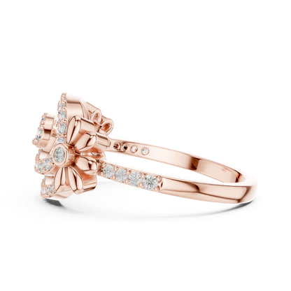 18K Rose Gold Round Lab-Grown Diamond Engagement Ring for Women | Pure Carat