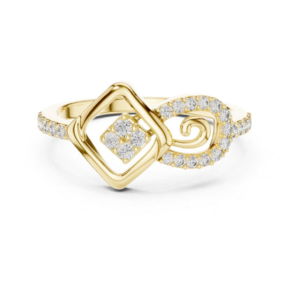 18K White Gold Round Lab-Grown Diamond Drop Ring for Women | Office Wear | Pure Carat