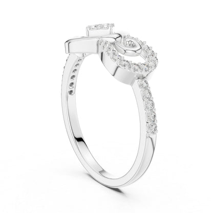 18K White Gold Round Lab-Grown Diamond Drop Ring for Women | Office Wear | Pure Carat