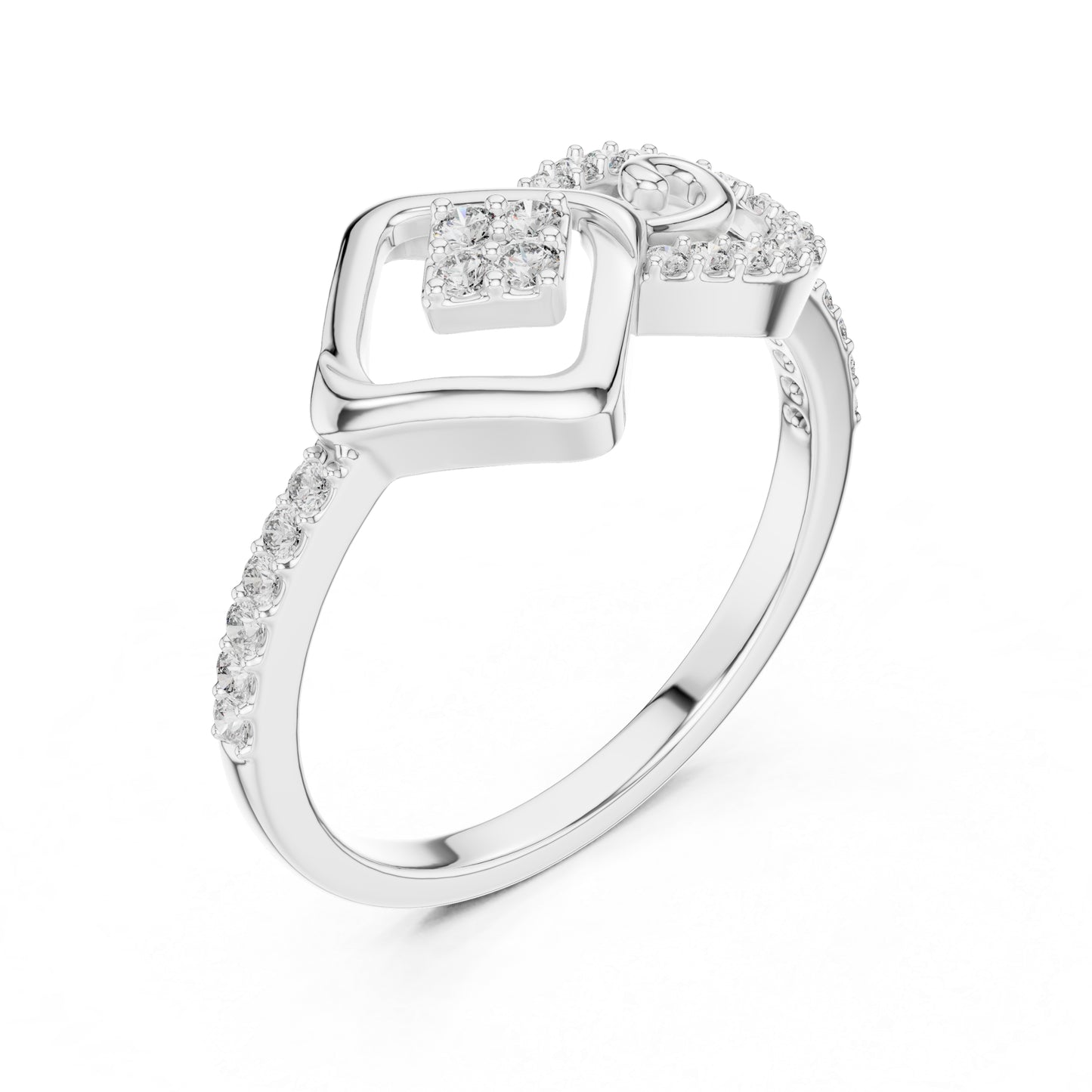 18K White Gold Round Lab-Grown Diamond Drop Ring for Women | Office Wear | Pure Carat