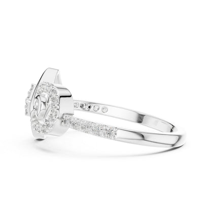 18K White Gold Round Lab-Grown Diamond Drop Ring for Women | Office Wear | Pure Carat