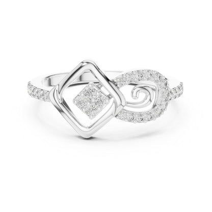 18K White Gold Round Lab-Grown Diamond Drop Ring for Women | Office Wear | Pure Carat