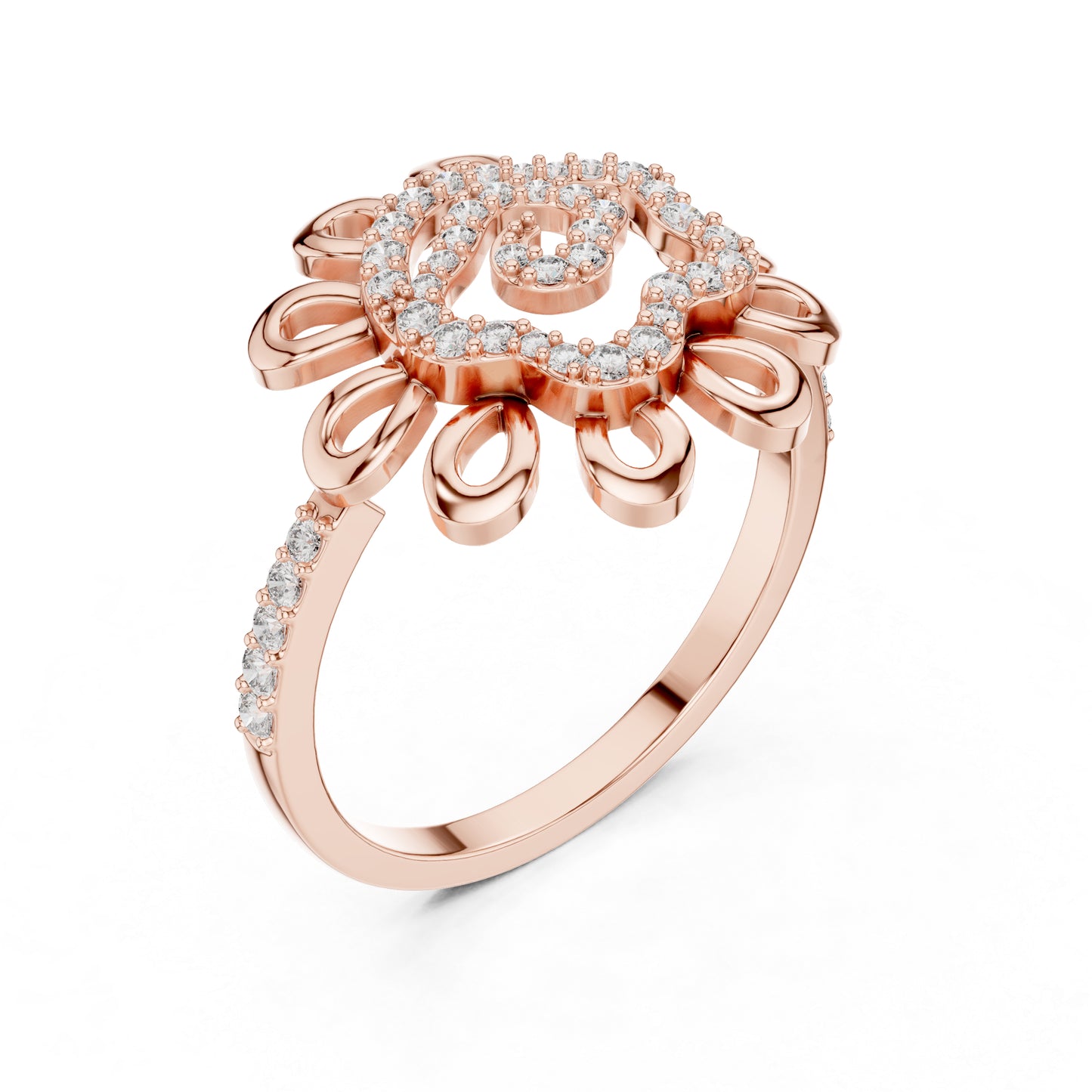 14K Rose Gold Round Lab-Grown Diamond Bridal Ring for Women | Pure Carat