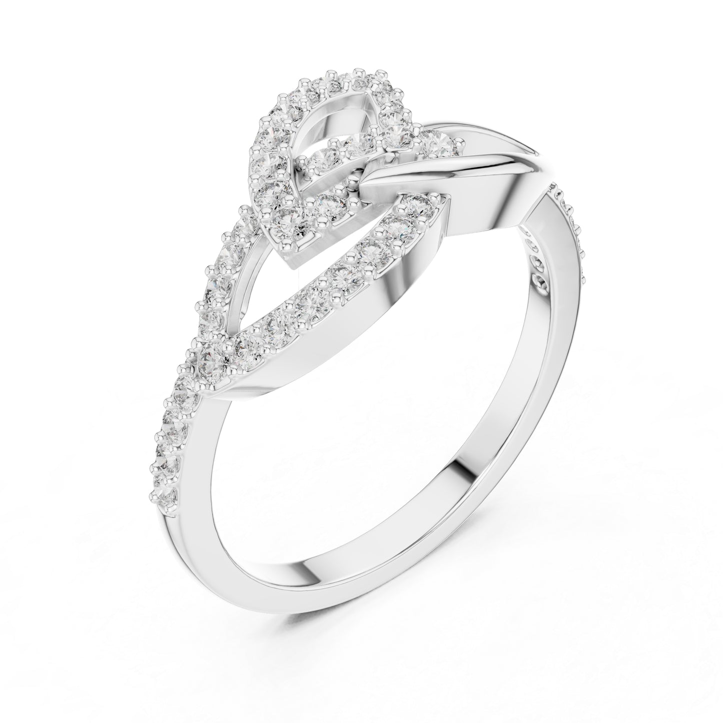 14K White Gold Round Lab-Grown Diamond Ring for Women | Party Wear | Pure Carat