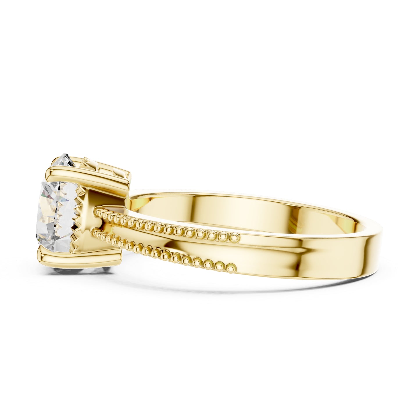 Round Lab-Grown Diamond Engagement Ring in 14K Yellow Gold | PureCarat