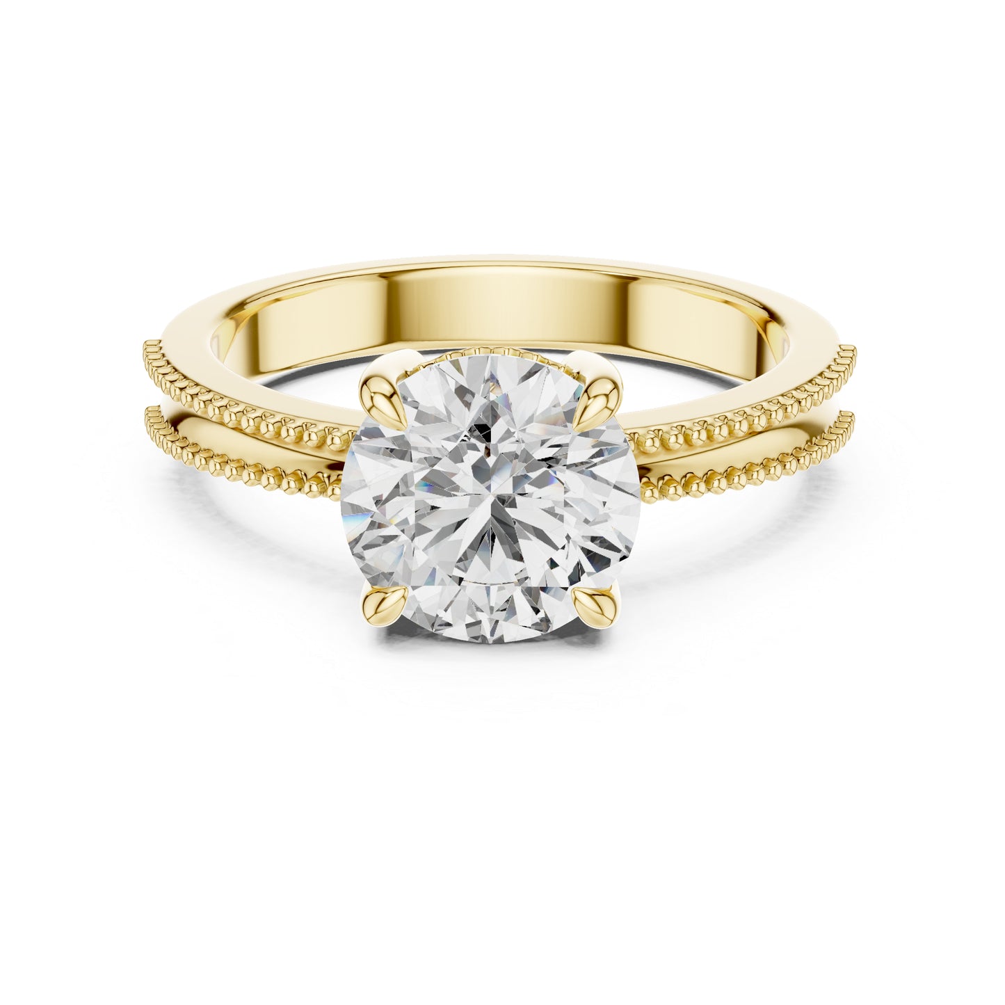 Round Lab-Grown Diamond Engagement Ring in 14K Yellow Gold | PureCarat