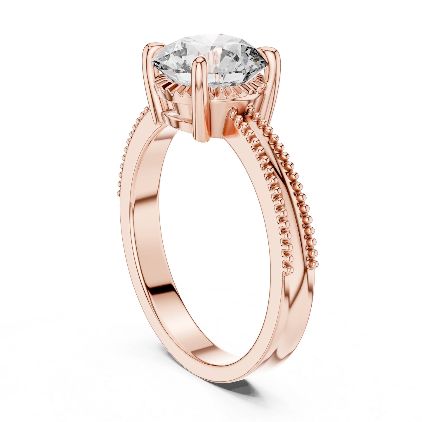 Round Lab-Grown Diamond Engagement Ring in 14K Yellow Gold | PureCarat
