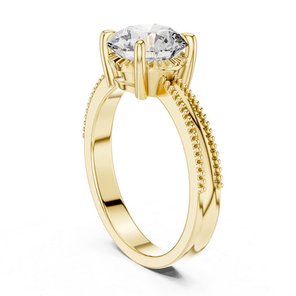 Round Lab-Grown Diamond Engagement Ring in 14K Yellow Gold | PureCarat