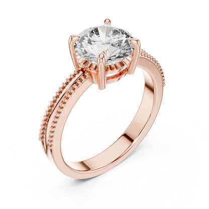 Round Lab-Grown Diamond Engagement Ring in 14K Yellow Gold | PureCarat