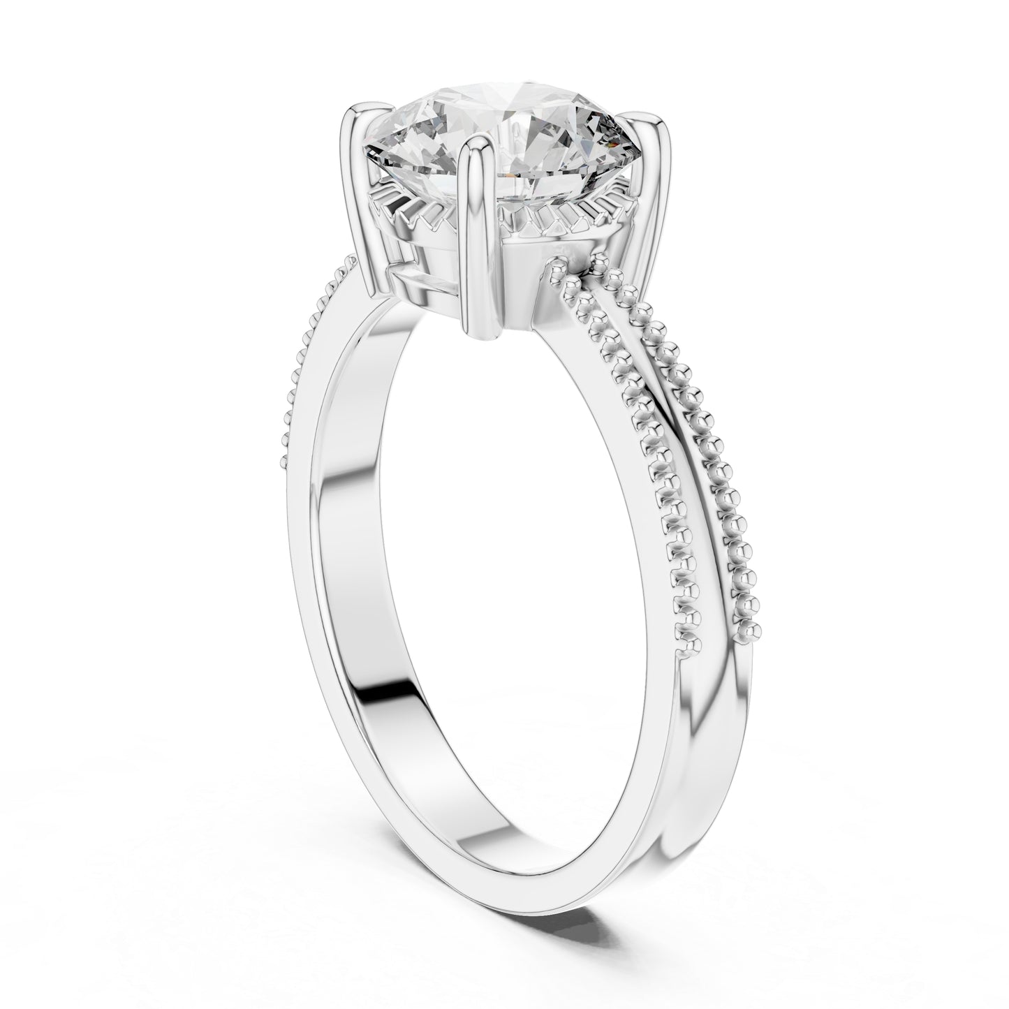 Round Lab-Grown Diamond Engagement Ring in 14K Yellow Gold | PureCarat
