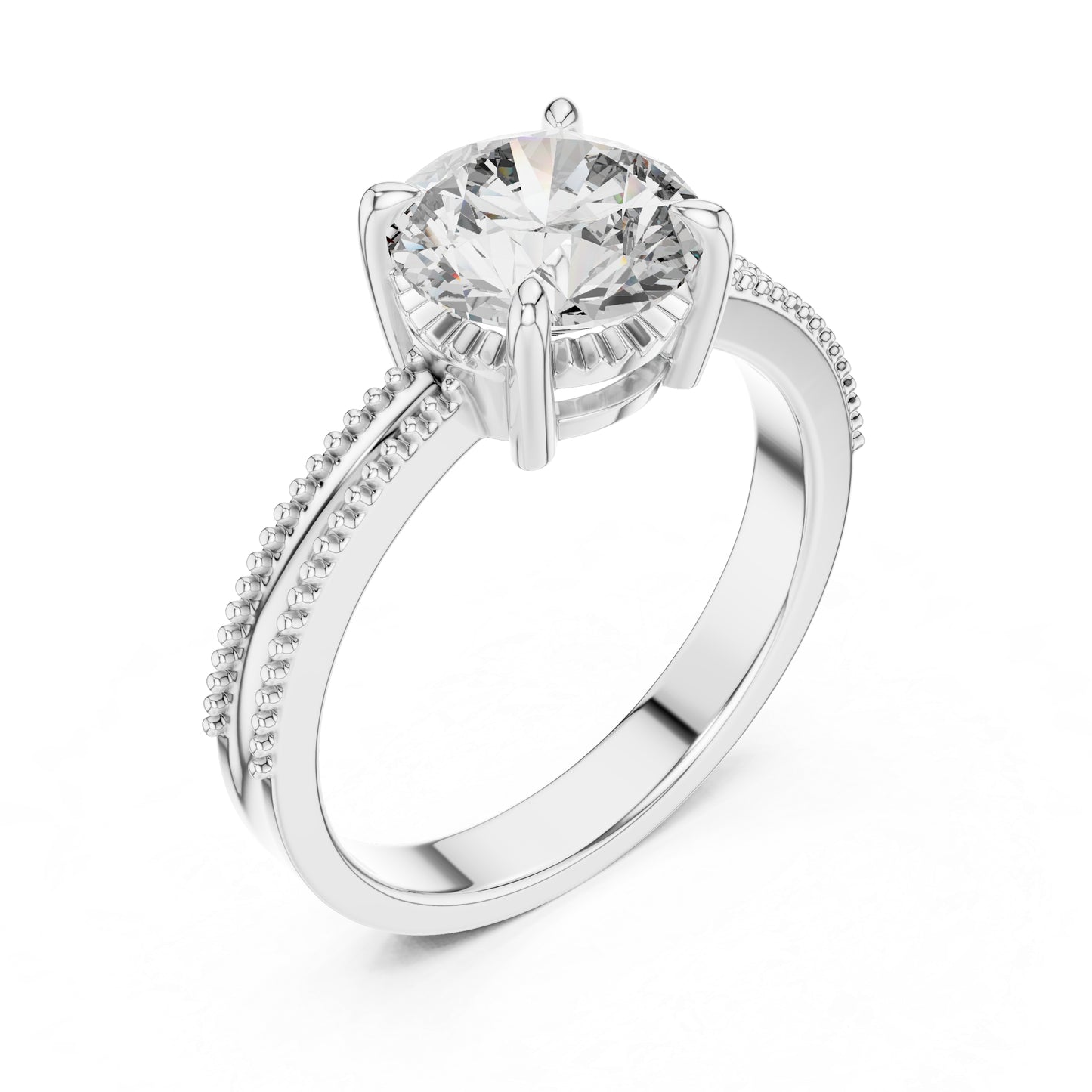 Round Lab-Grown Diamond Engagement Ring in 14K Yellow Gold | PureCarat