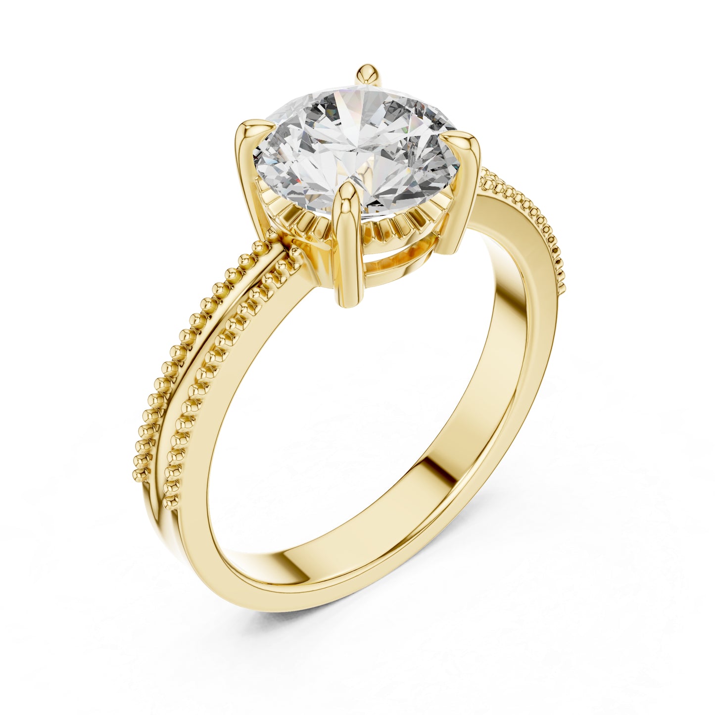 Round Lab-Grown Diamond Engagement Ring in 14K Yellow Gold | PureCarat