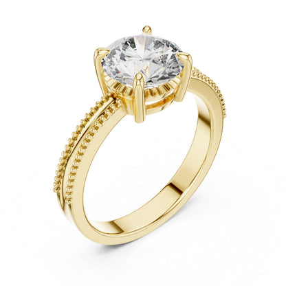 Round Lab-Grown Diamond Engagement Ring in 14K Yellow Gold | PureCarat