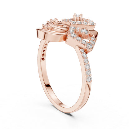 18K Rose Gold Round Lab-Grown Diamond Ring for Women | Party Wear | Pure Carat