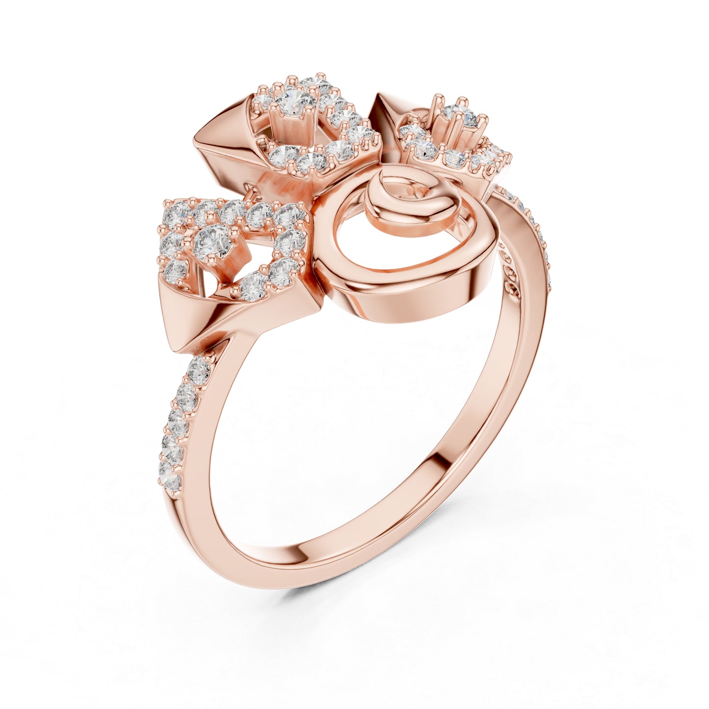 18K Rose Gold Round Lab-Grown Diamond Ring for Women | Party Wear | Pure Carat