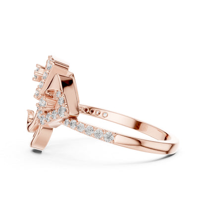 18K Rose Gold Round Lab-Grown Diamond Ring for Women | Party Wear | Pure Carat