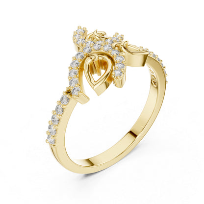 18K Yellow Gold Round Lab-Grown Diamond Drop Ring for Women | Office Wear | Pure Carat