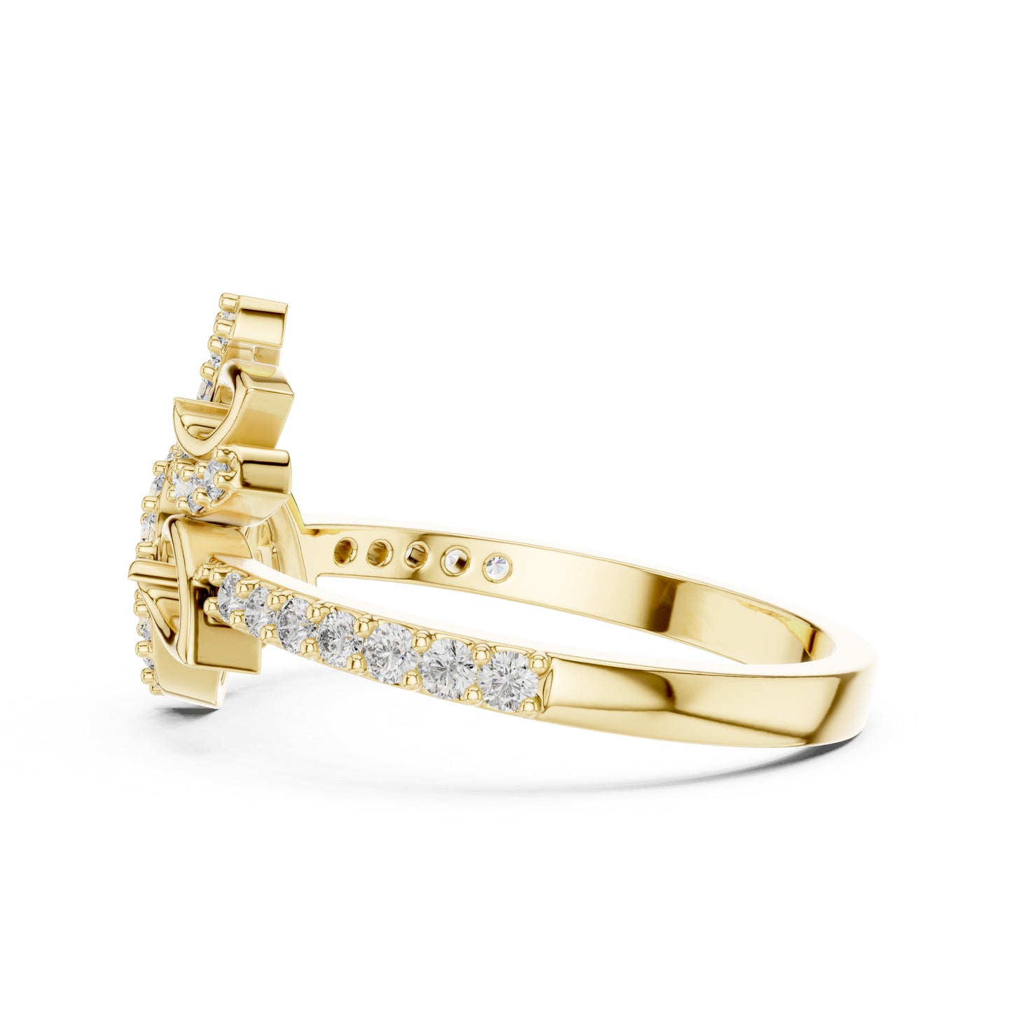 18K Yellow Gold Round Lab-Grown Diamond Drop Ring for Women | Office Wear | Pure Carat