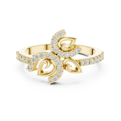 18K Yellow Gold Round Lab-Grown Diamond Drop Ring for Women | Office Wear | Pure Carat