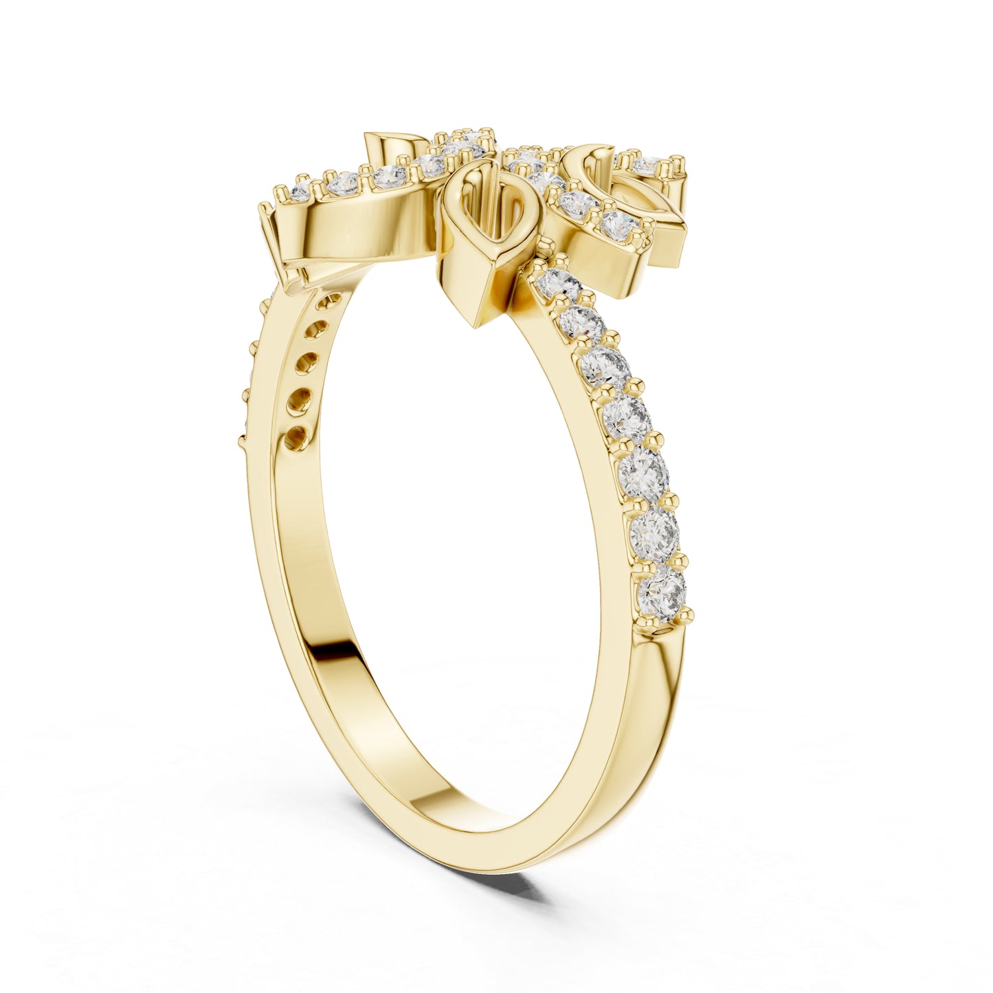 18K Yellow Gold Round Lab-Grown Diamond Drop Ring for Women | Office Wear | Pure Carat