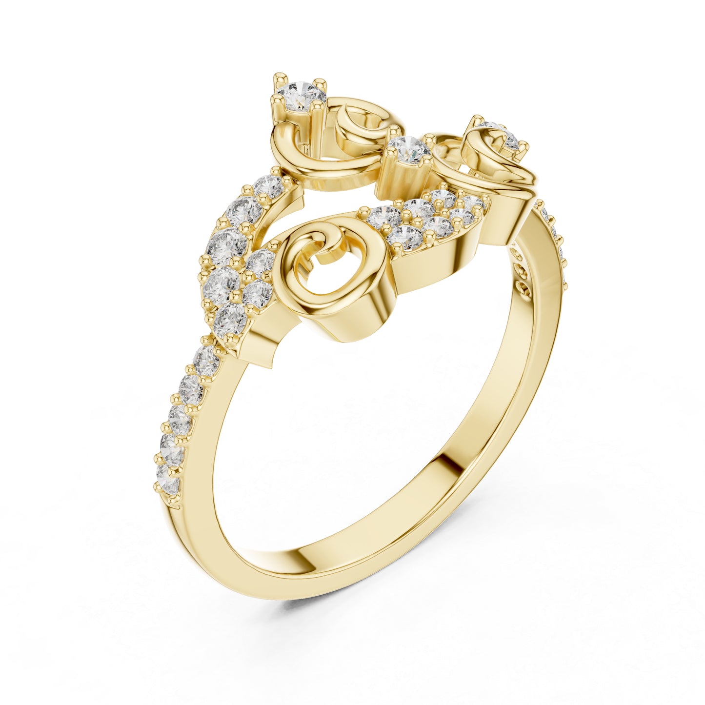 14K Yellow Gold Round Lab-Grown Diamond Drop Ring for Women | Party Wear | Pure Carat