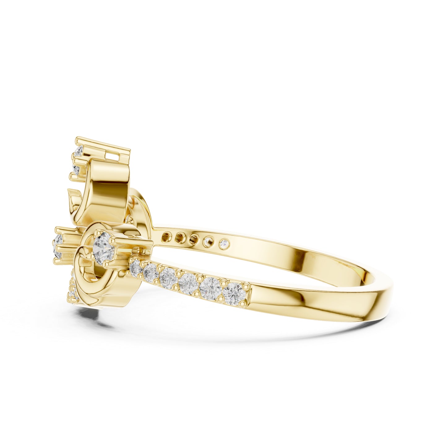 14K Yellow Gold Round Lab-Grown Diamond Drop Ring for Women | Party Wear | Pure Carat