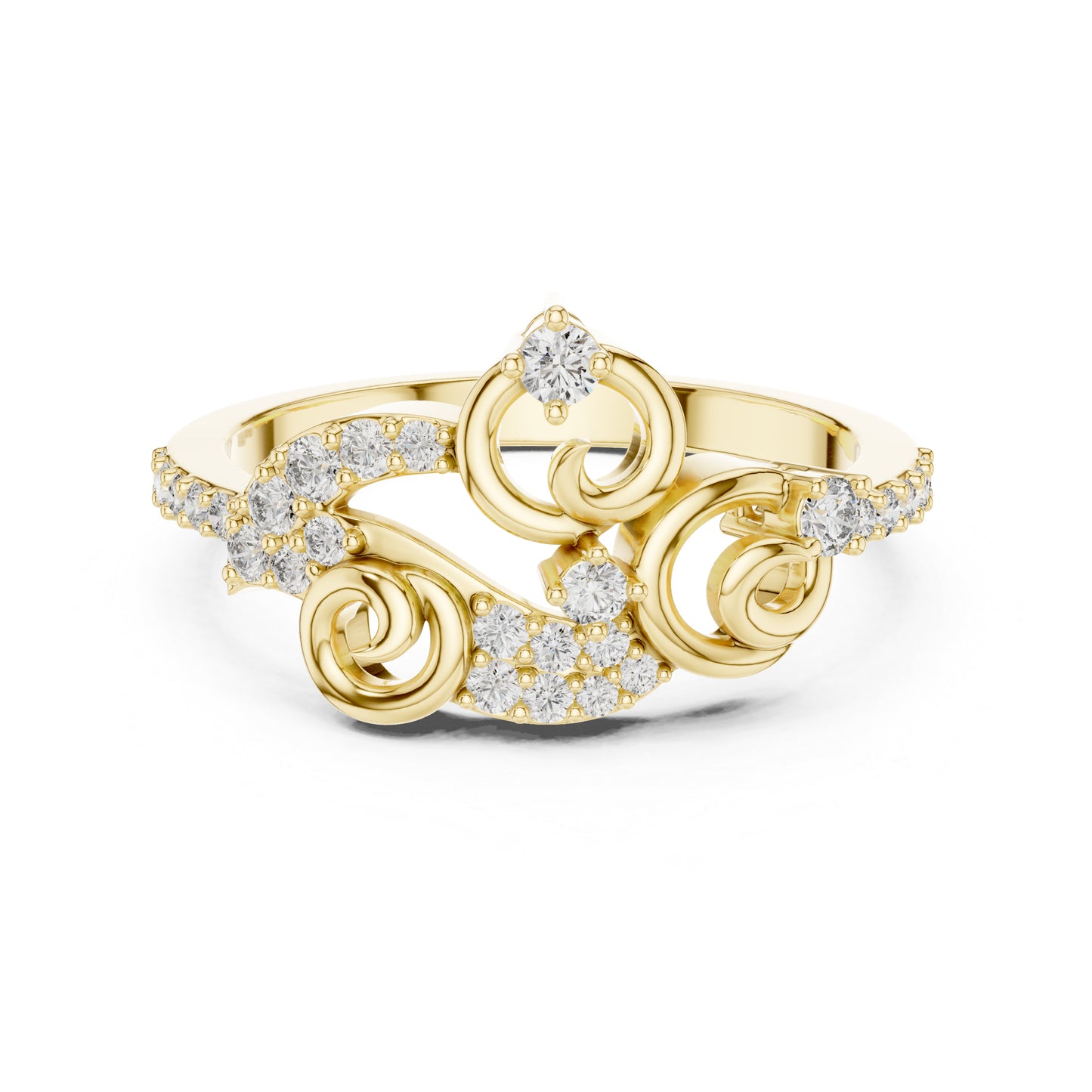 14K Yellow Gold Round Lab-Grown Diamond Drop Ring for Women | Party Wear | Pure Carat
