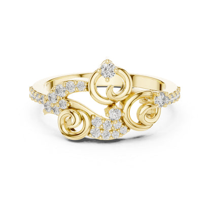14K Yellow Gold Round Lab-Grown Diamond Drop Ring for Women | Party Wear | Pure Carat