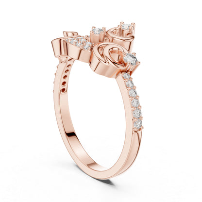 14K Yellow Gold Round Lab-Grown Diamond Drop Ring for Women | Party Wear | Pure Carat
