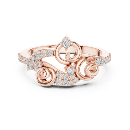 14K Yellow Gold Round Lab-Grown Diamond Drop Ring for Women | Party Wear | Pure Carat