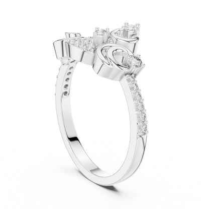 14K Yellow Gold Round Lab-Grown Diamond Drop Ring for Women | Party Wear | Pure Carat