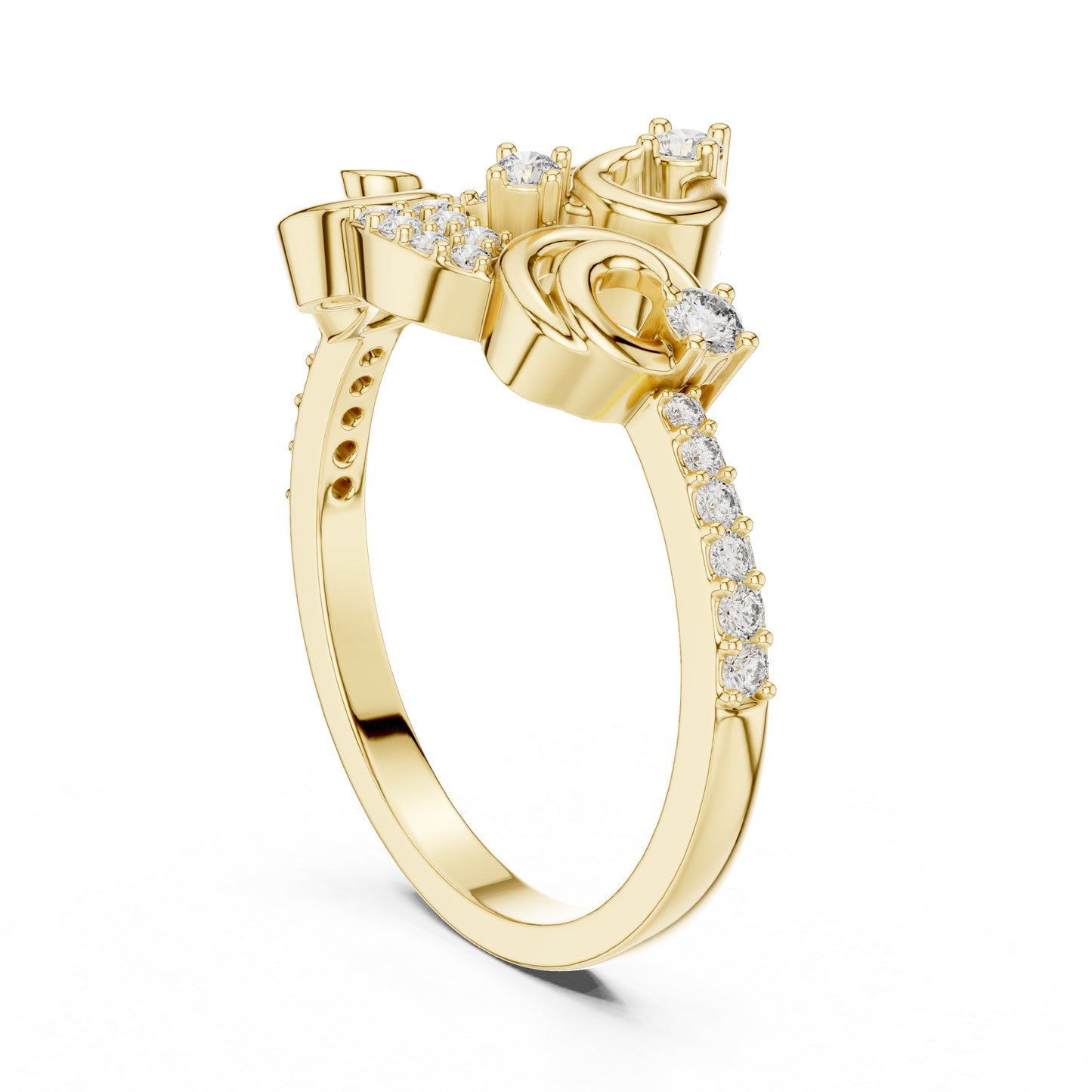 14K Yellow Gold Round Lab-Grown Diamond Drop Ring for Women | Party Wear | Pure Carat