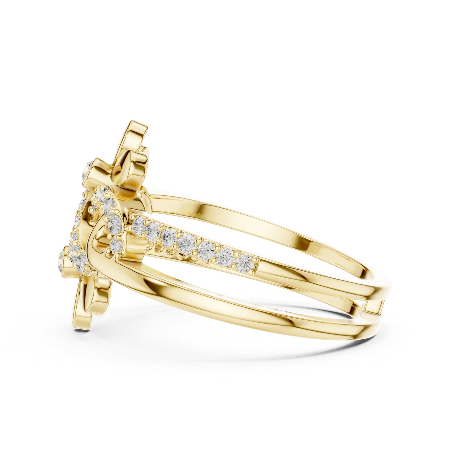 14K White Gold Round Lab-Grown Diamond Drop Bridal Ring for Women | Pure Carat