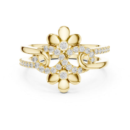 14K White Gold Round Lab-Grown Diamond Drop Bridal Ring for Women | Pure Carat