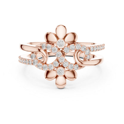 14K White Gold Round Lab-Grown Diamond Drop Bridal Ring for Women | Pure Carat