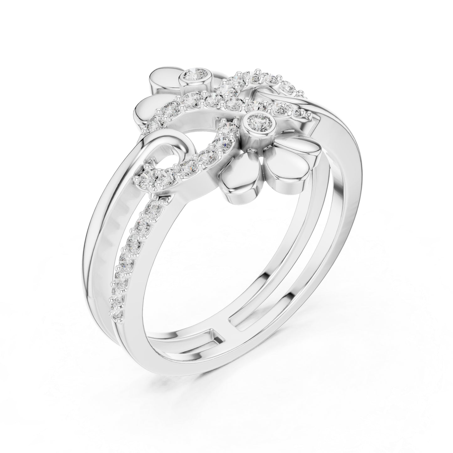 14K White Gold Round Lab-Grown Diamond Drop Bridal Ring for Women | Pure Carat