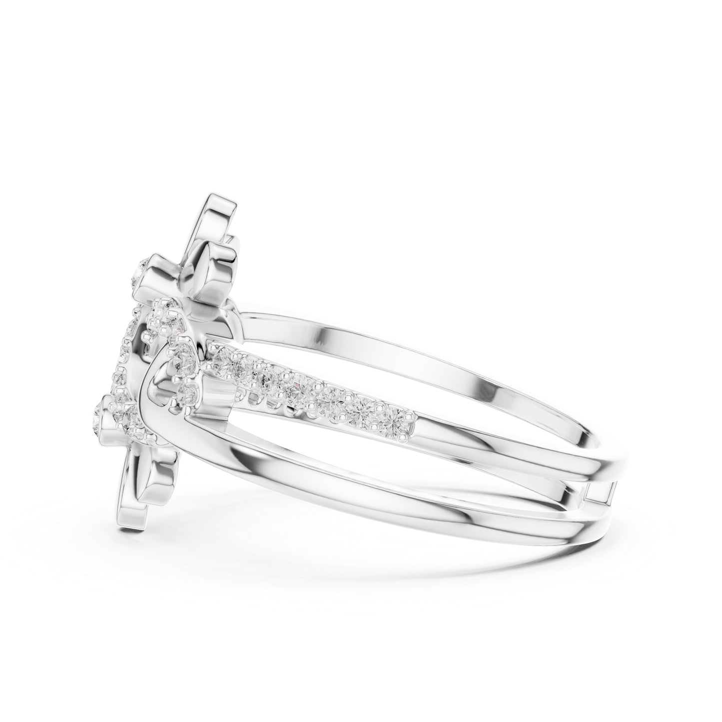14K White Gold Round Lab-Grown Diamond Drop Bridal Ring for Women | Pure Carat